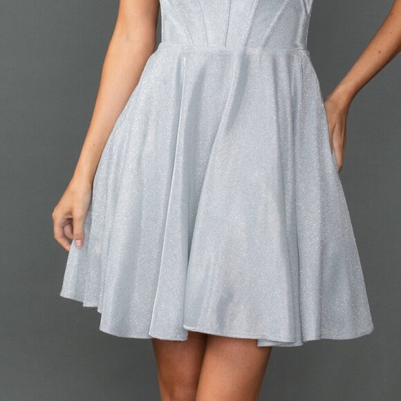 New A-Line Glitter Formal Dress w/ Sweetheart Neckline & Boned Bodice DQ 3421 - Picture 9 of 9